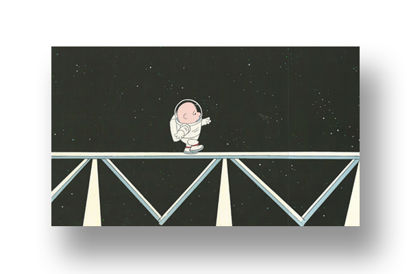 Charlie Brown in “THIS IS AMERICA: THE NASA Space Station” An original production cel set-up with matching animator's drawing(s) INQUIRE