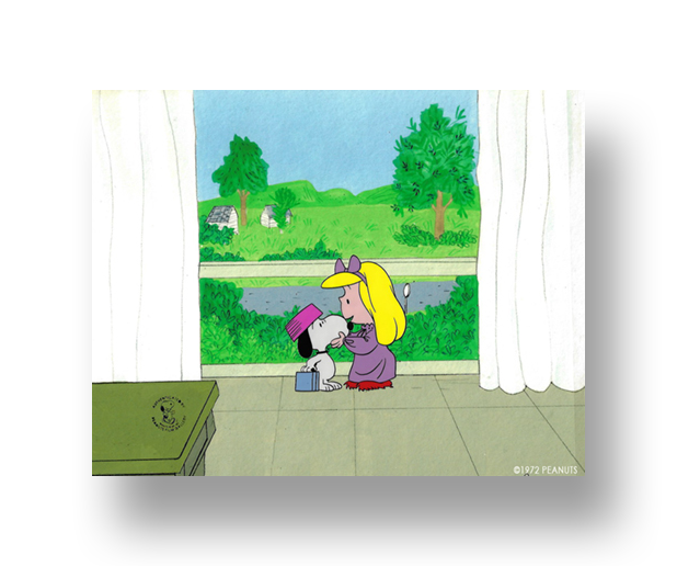 Lila and Snoopy in “Snoopy Come Home” An original production cel set-up with matching animator's drawing(s) INQUIRE