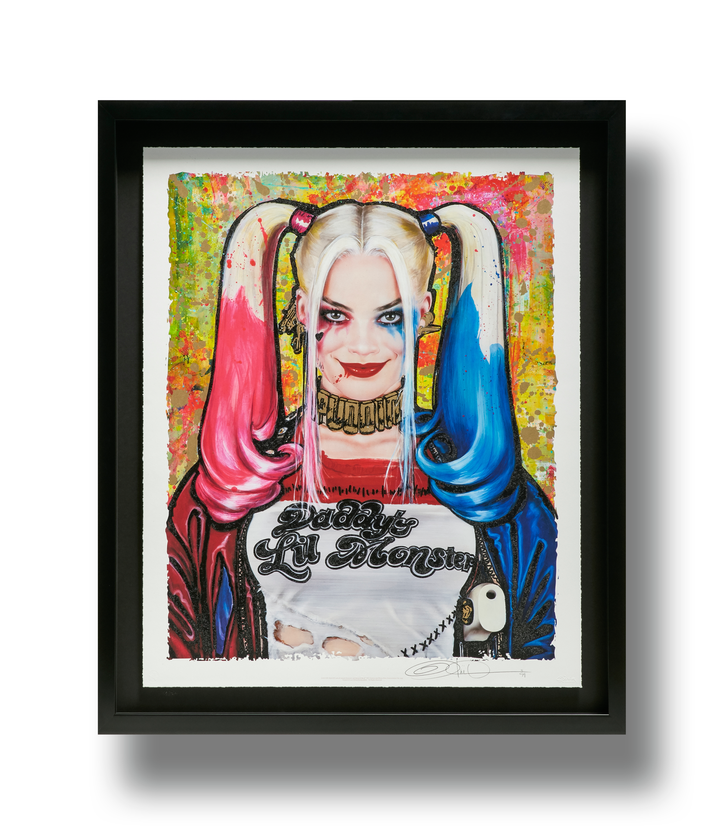 “Daddy's Lil Monster” 2019 XL Deluxe Diamond Dust Fine Art Print Hand-embellished silkscreen and diamond dust 40 x 33 inches (unframed) 48 x 40 inches (framed) INQUIRE