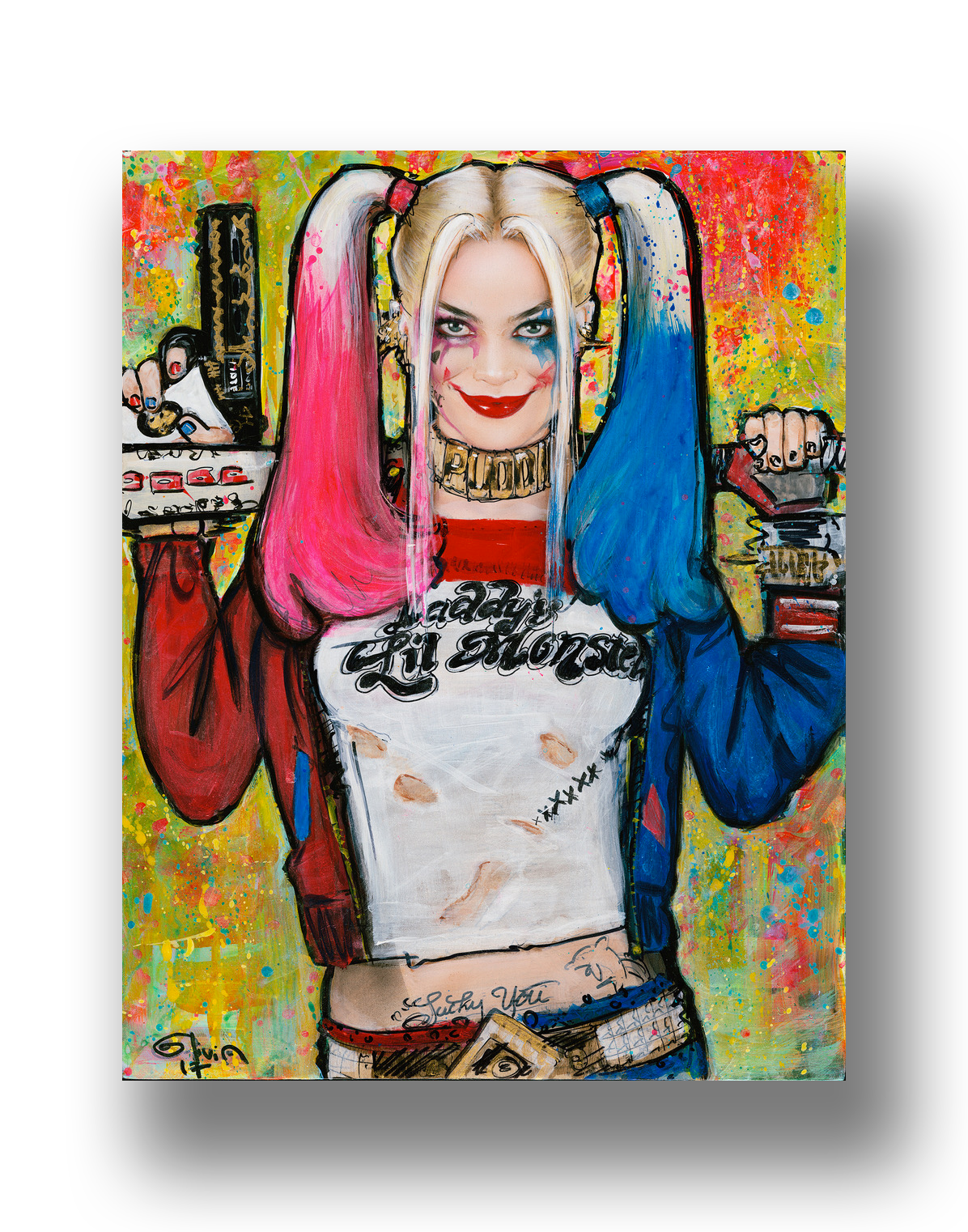 “Harley Quinn Study” 2019 Acrylic on Wood Panel 14 x 11 inches (framed) *Model: Margot Robbie INQUIRE