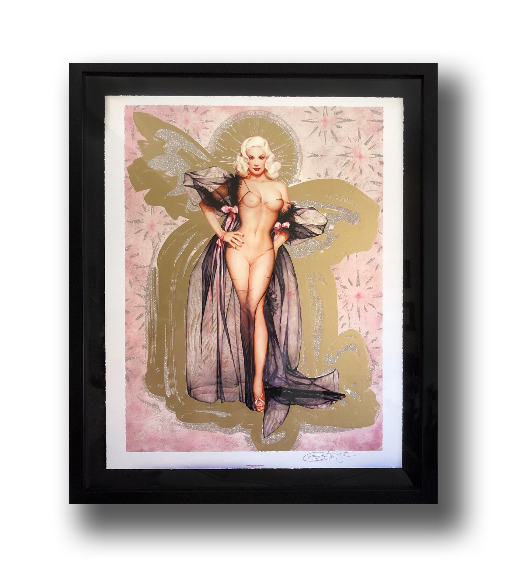“I'm no Angel” 2019 XL Deluxe Diamond Dust Fine Art Print Hand-embellished silkscreen and diamond dust 40 x 33 inches (unframed) 48 x 40 inches (framed) *Model: Mamie Van Doren INQUIRE
