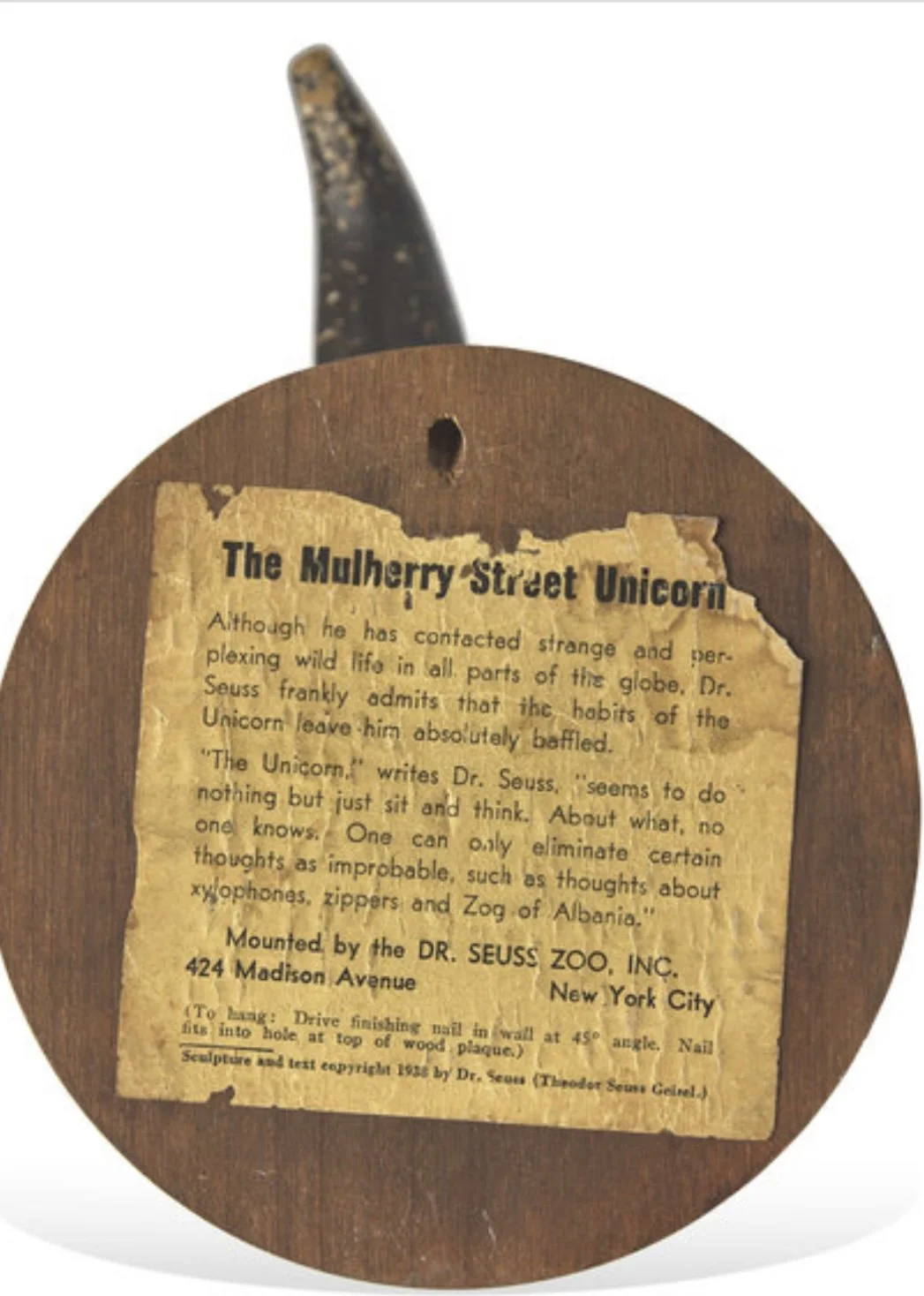 The Mulberry-Street Unicorn (verso)