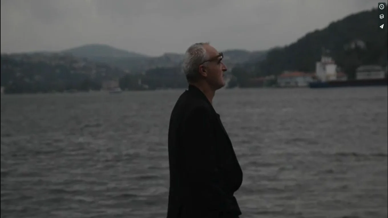 José F.A. Oliver walks along the Bosporus