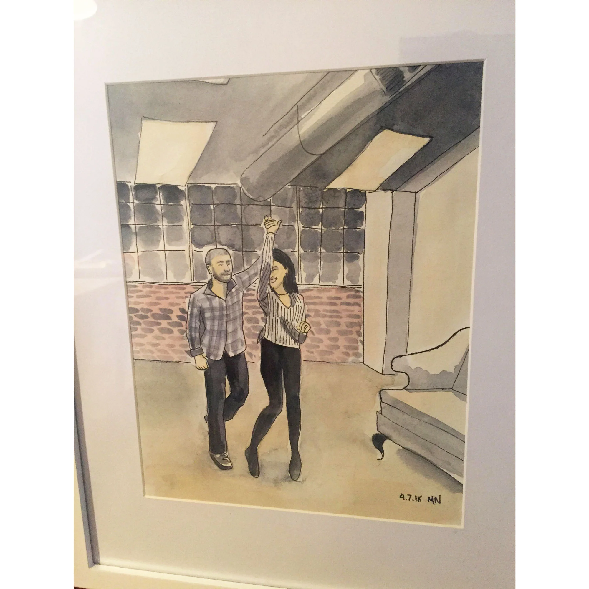 Melanie's watercolor based of Sews and I dancing!
