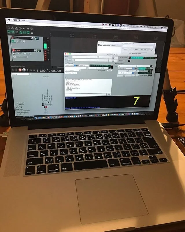 Ok so we’re trying to figure out the virtual concert thing while we’re all in separate locations — one major issue is latency (in this case, the delay between when one band member plays something and the others hear it). Currently t
