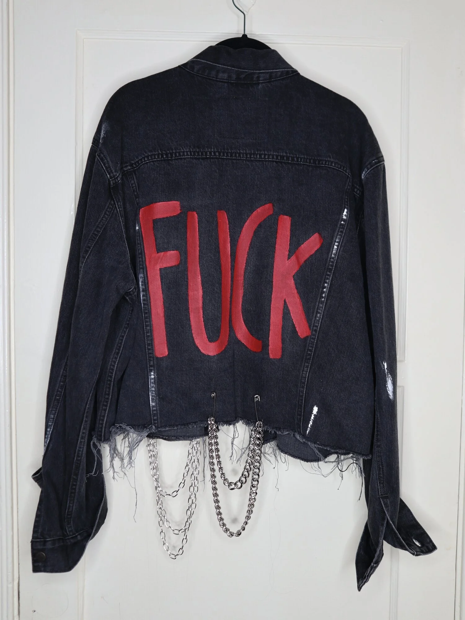 custom black denim jacket