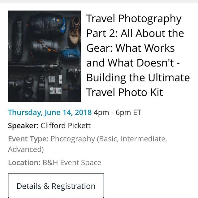 Part 2 of my 4 part series on travel photography  @bhphoto  @bheventspace starts in a few minutes. Streaming live from b&h. Come join!