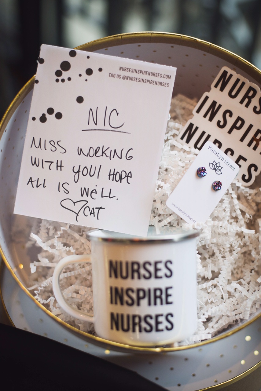 Nurses Inspire Nurses | Nurse Giftbox, Nurse Tote, Nurse Coffee Mug, urse Gift, Nurse Accessory, Nurse Appreciation Gift. Get more Nurse Inspiration https://nineliveshealth.com/shop-1