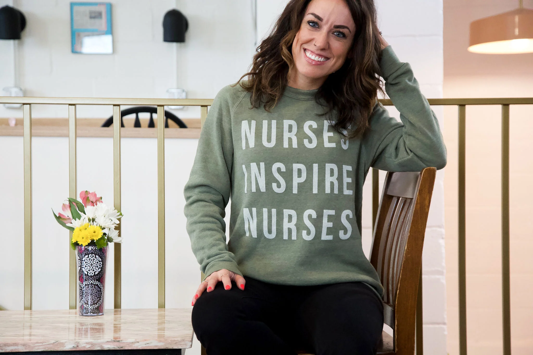 Nurses Inspire Nurses | Nurse Crew Sweatshirt, Nurse Sweatshirt, Nurse Clothing, Nurse Apparel, Nurse Gift, Nurse Appreciation Gift. Get more Nurse Wear https://nineliveshealth.com/shop-1