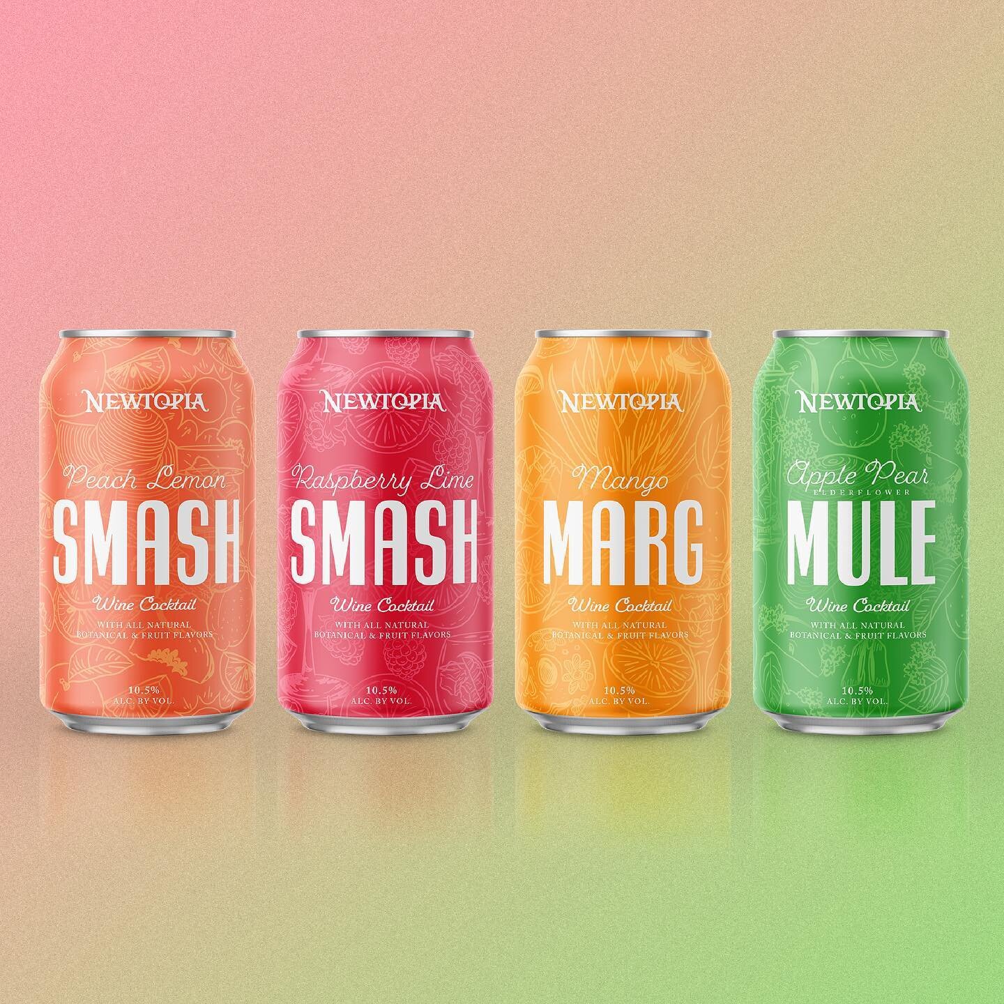 Very stoked to finally blow up your feed with these latest canned cocktail offerings from @newtopiacyder |  Big thanks to @mothersponge for pulling us in to cook up these labels and cartons. An even bigger shoutout to my partner in crime @hey_its_liz