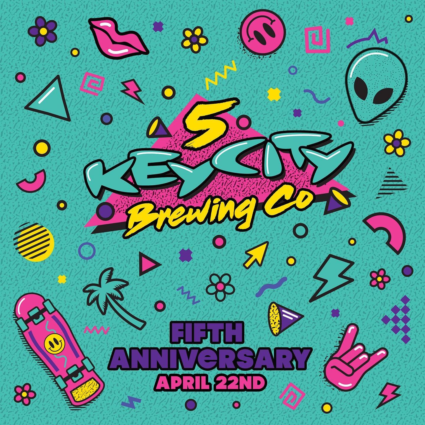 A radical blast from the past, took another nostalgic trip to the 90s with this year&rsquo;s @keycitybeer anniversary branding. Congrats on 5 years!!