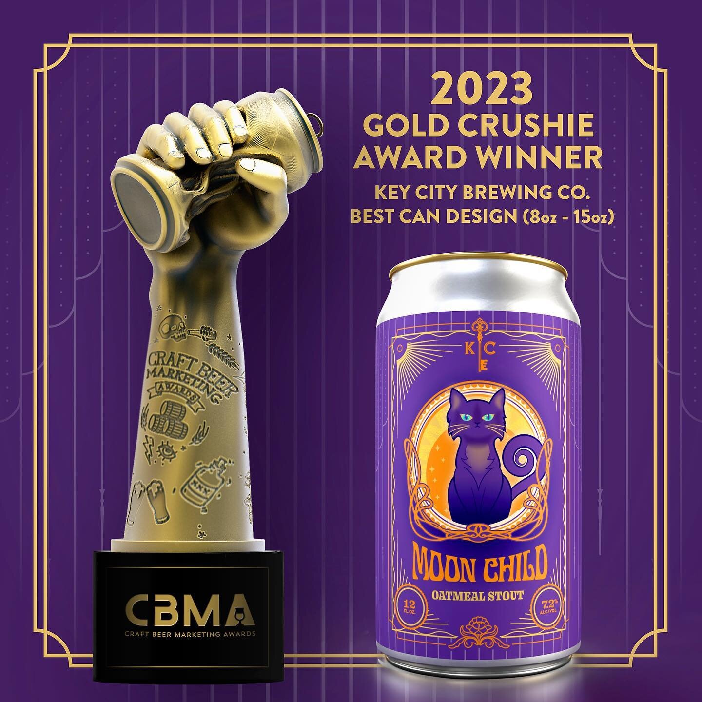 @keycitybeer absolutely crushed it at this years @craftbeermarketingawards - Taking home 4 Crushie awards! Moon Child got a gold in the best 8oz-15oz can design category. Congrats to the Key City crew!