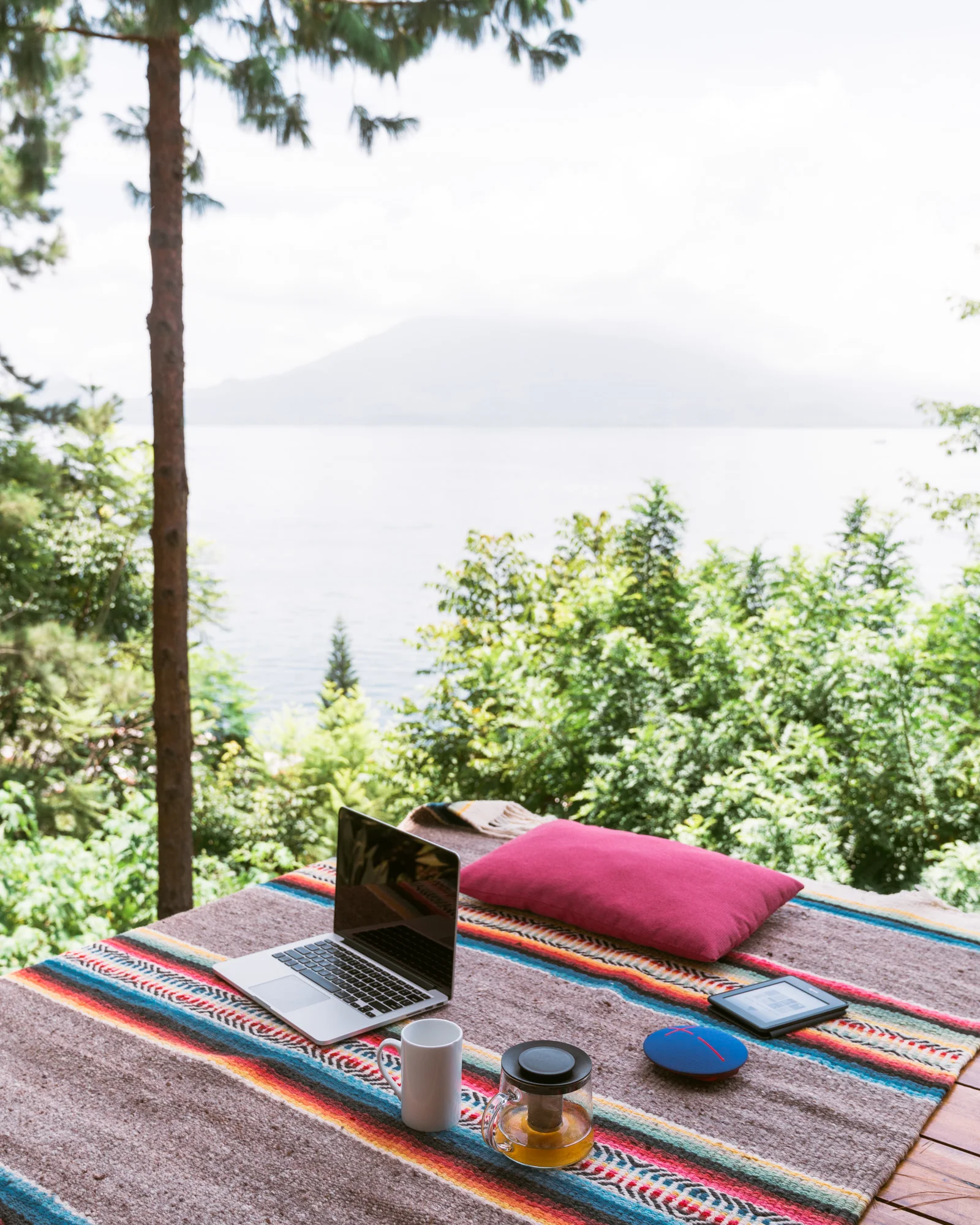 Working with at view at Lake atitlan