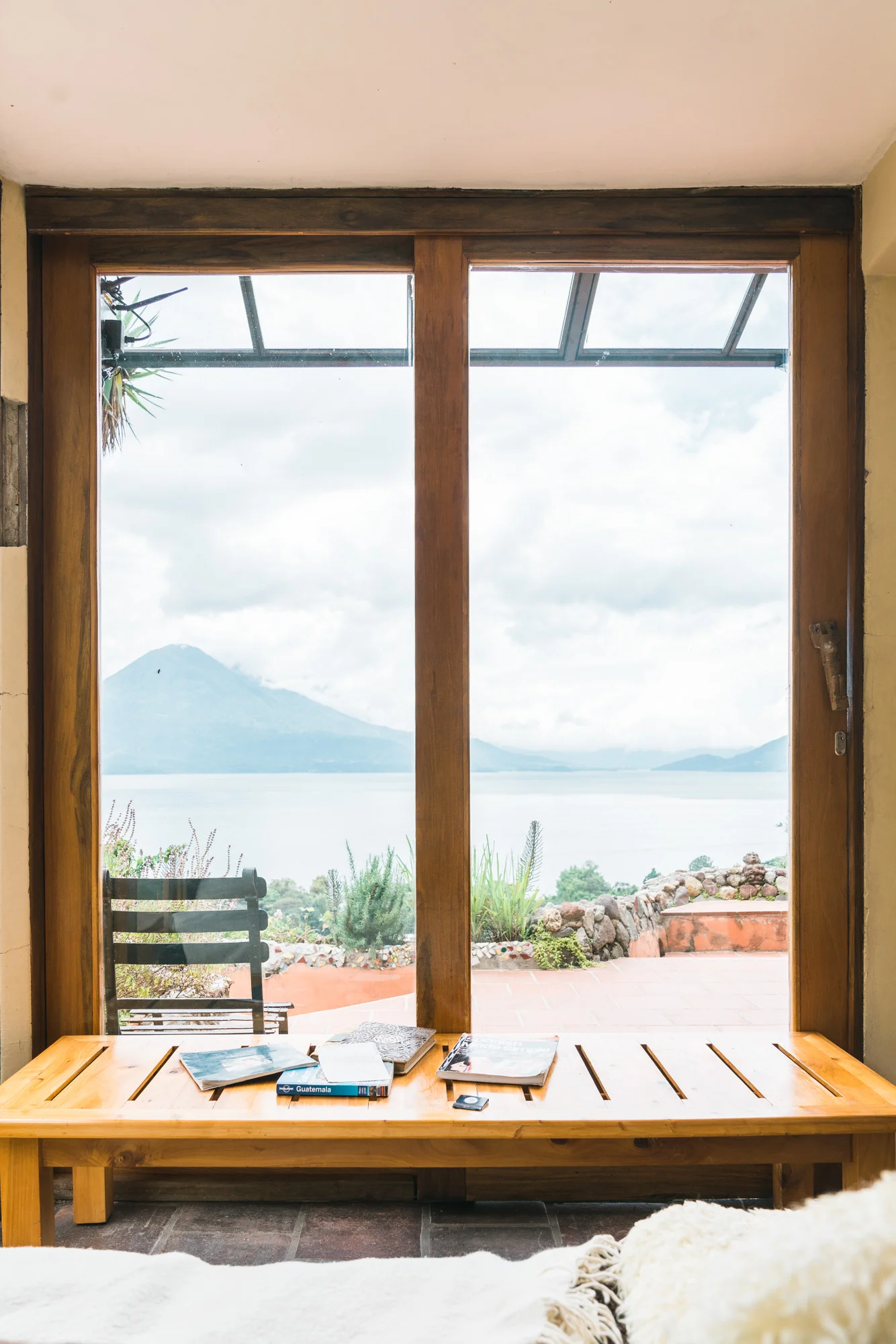 In the living room at Eagles Nest Airbnb in Jaibalito at lake atitlan