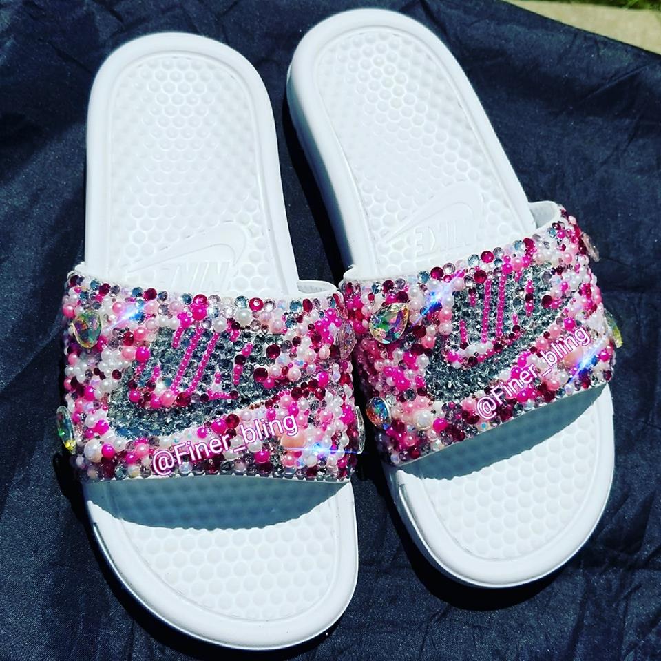 nike slides with pearls