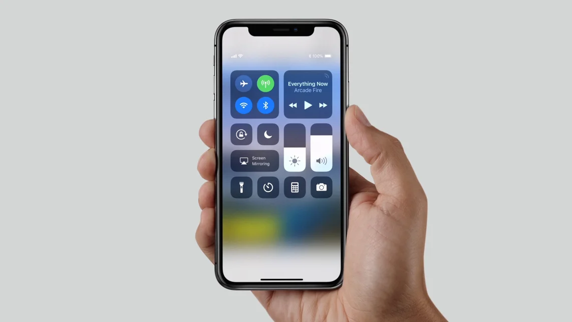 iOS 11 Control Centre on iPhone X