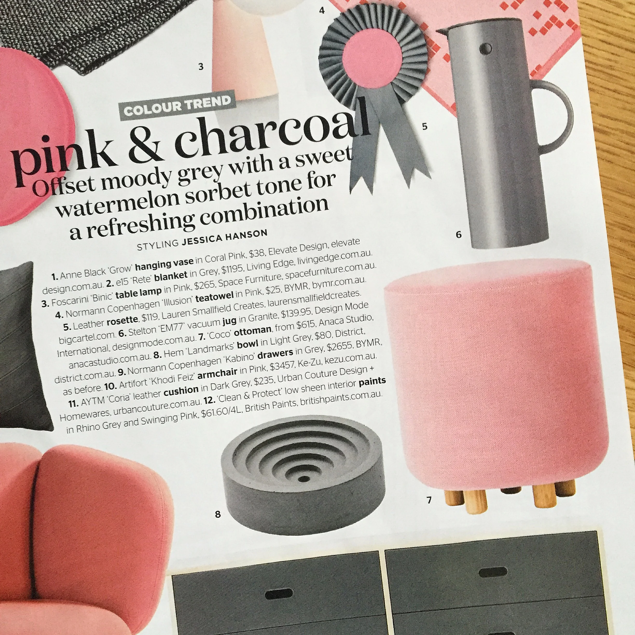 Aug 2016 - Home Beautiful - Featuring our small Coco ottoman.