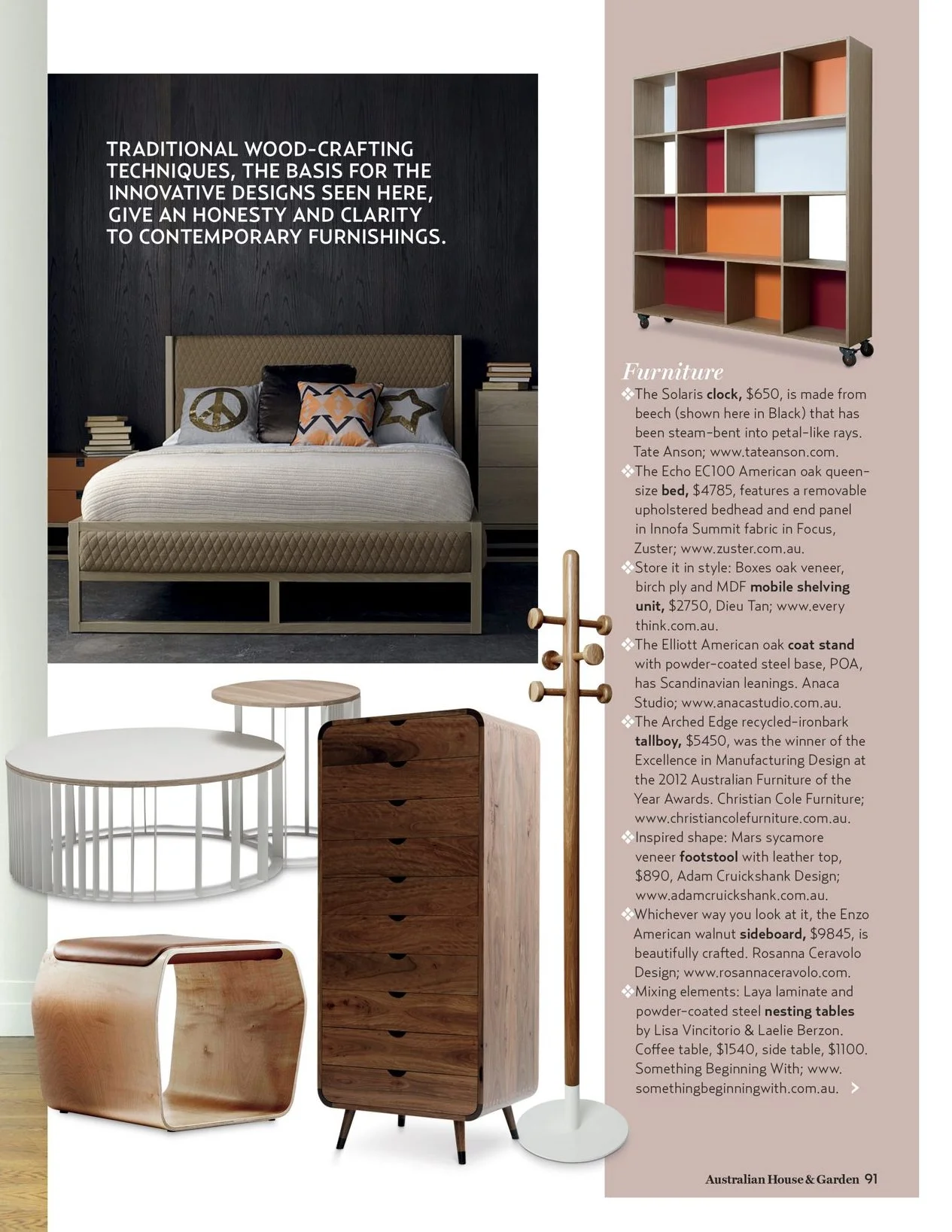 Dec 2012 issue - House&Garden - Elliot coat stand - Selected as part of H&G Style Awards 2012 in the Furniture section.