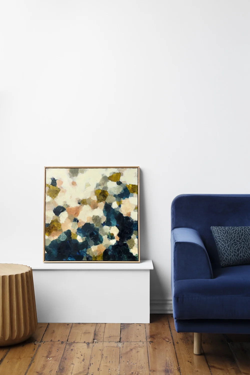 Right image - Seasonal Shift #1 with our Camille sofa and Emi stool.