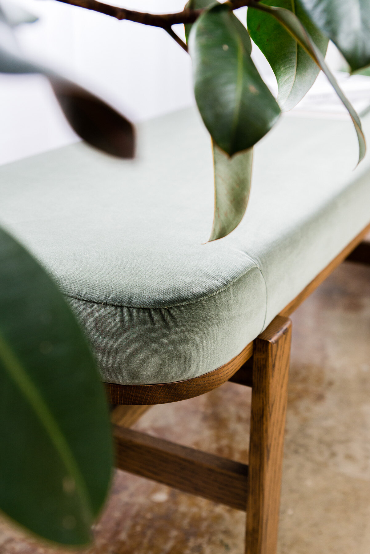 Flo small ottoman in Atelier velvet