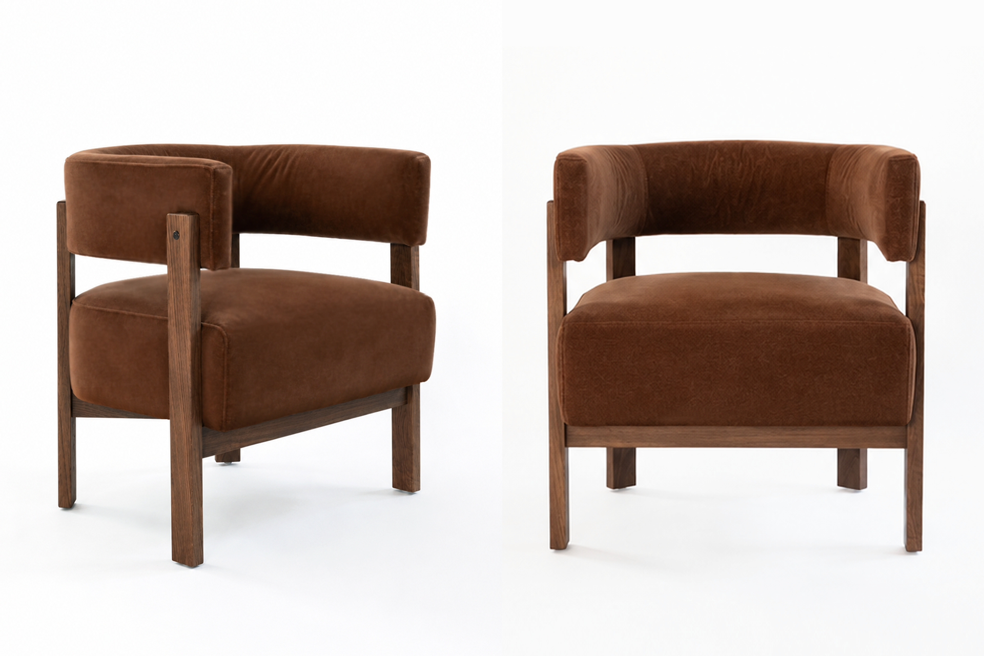 Flo armchair in Velvet without timber subplate