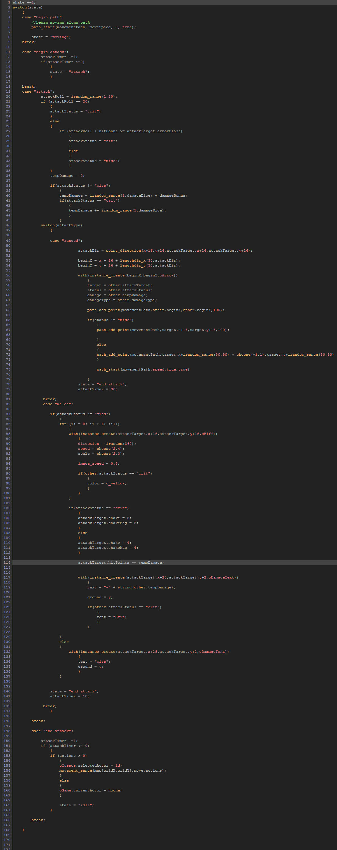 State machine for the player characters.