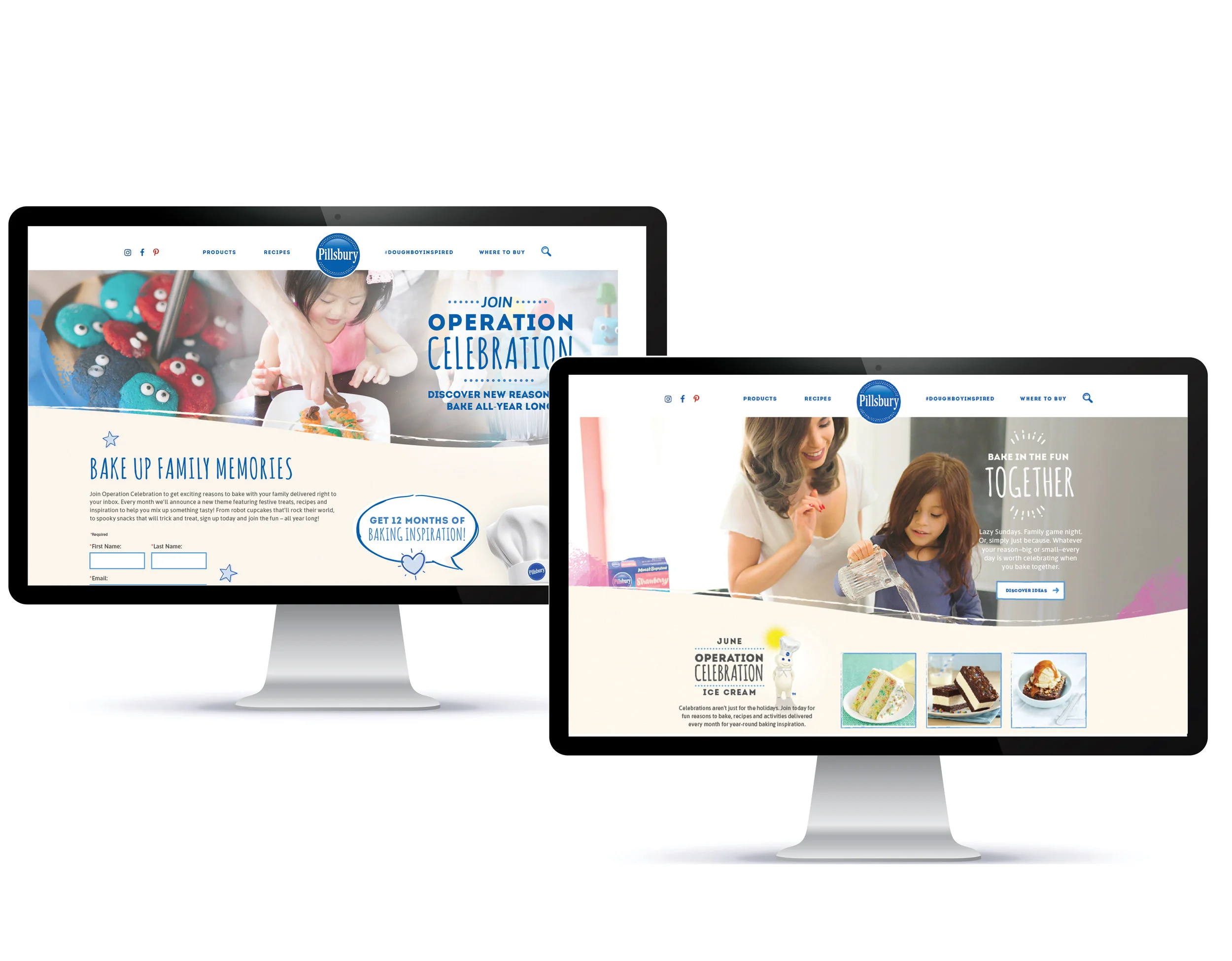 PILLSBURY BAKING WEBSITE | Every month the Pillsbury Baking site is updated to feature the month's theme with relevant articles, listacles and recipe content of the featured theme while other media drivers drive users to sign-up for additional content inspiration.