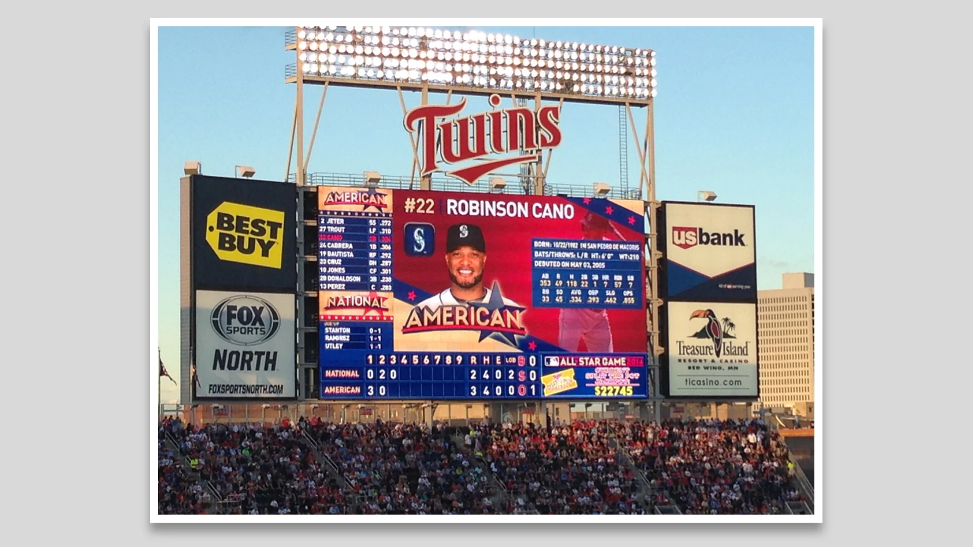  2014 MLB All-Star Scoreboard at Target Field, Minneapolis 
