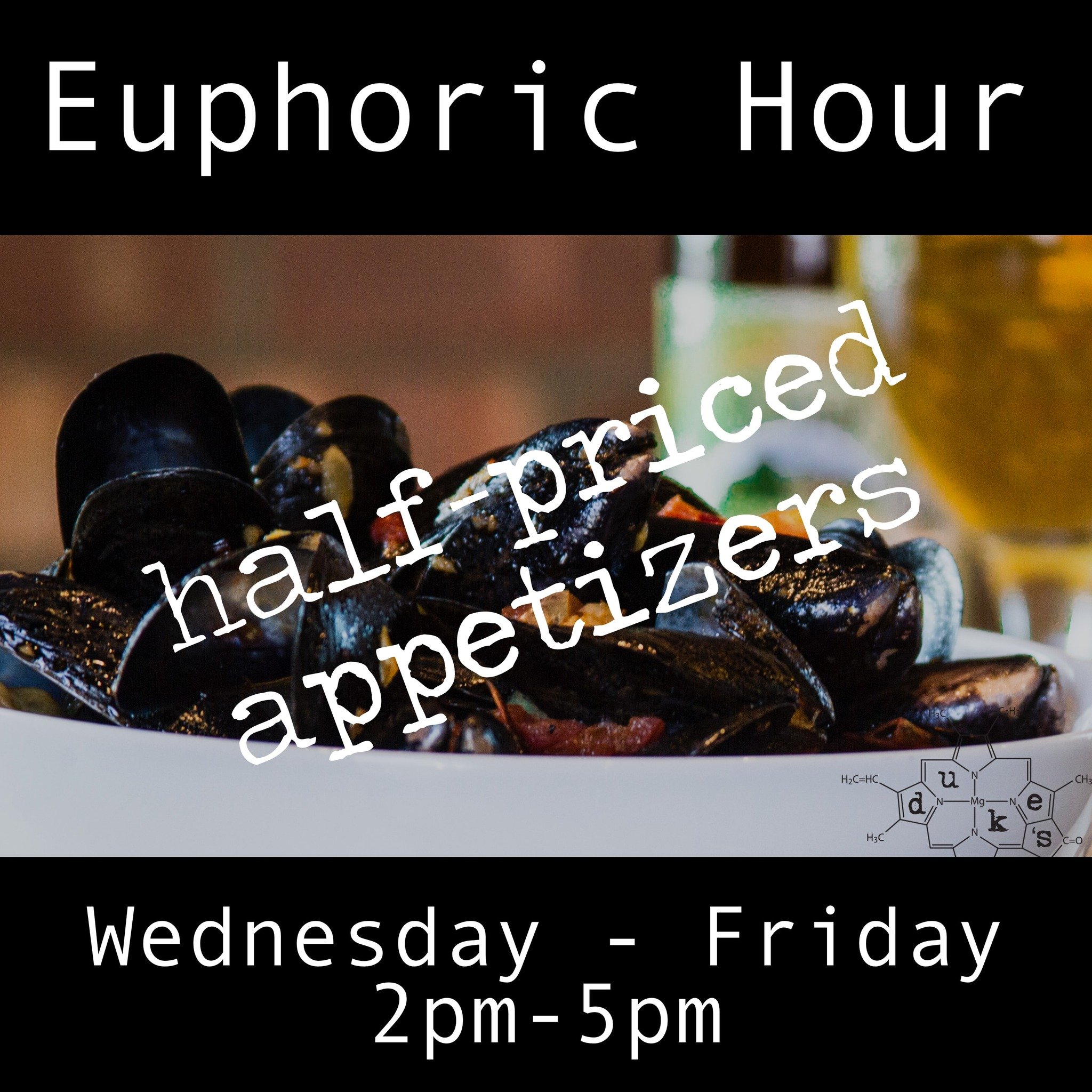 Duke's Euphoric Hour Continues in May with half-priced appetizers from 2pm-5pm! See you soon. #thedukeabides #euphorichour #HalfPriceApps #happyhour #downtowncrystallake