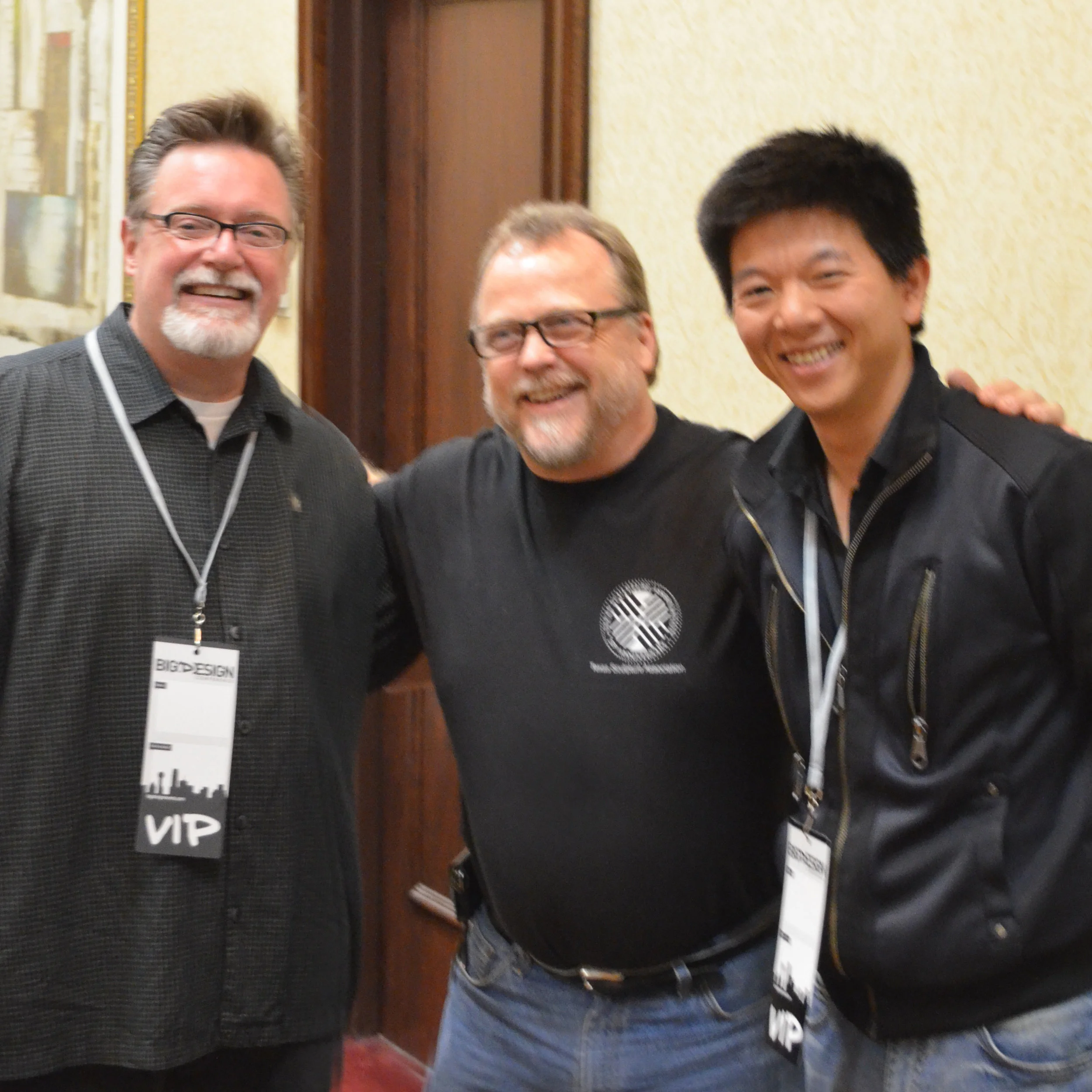 Roger and the Producers - Roger standing proudly with two great producers. On my right, Keith Alcorn, creator of Jimmy Neutron , Boy Genius, on my left, I love that show. Yu Hsiu Yang, producer of the new inspiring film, Design & Thinking. Design & Thinking is a great film about my profession and a fellow Kickstarter funded project. The BIG(D)ESIGN 2012 Multimedia and Film Track was a big hit! And of course, i am sporting my Texas Sculpture Association t shirt.