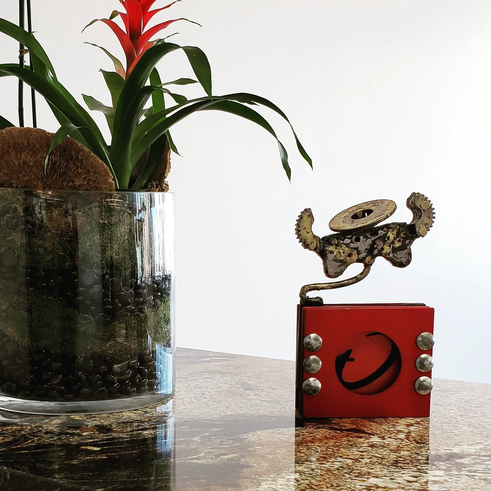 This this little art piece based on the Trend Micro T-ball logo and Extra Life winged-game controller logo are proudly on display at the Trend Micro corporate headquarters in Las Colinas, TX.