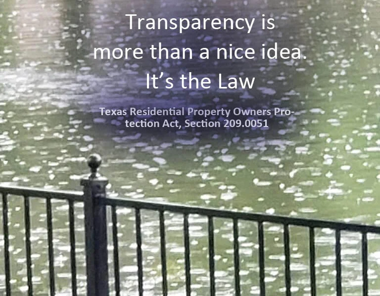 Texas Law requires Open meetings. https://texas.public.law/statutes/tex._prop._code_title_11_chapter_209