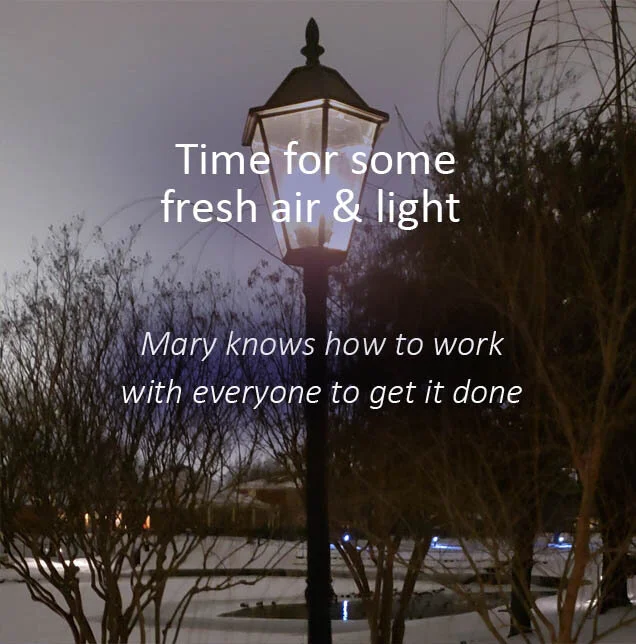 Time for some fresh air and light printed over an image of a lamp post, much like the lamp post in "The lion The Witch and the Wardrobe by C.S. Lewis