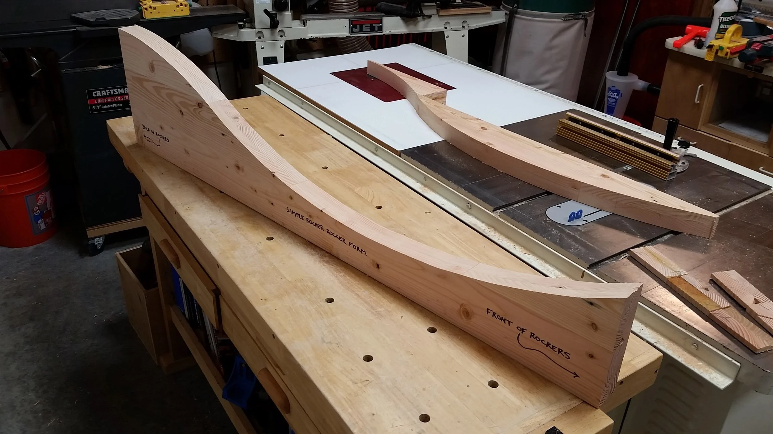 Rocker from cut to shape and sanded.