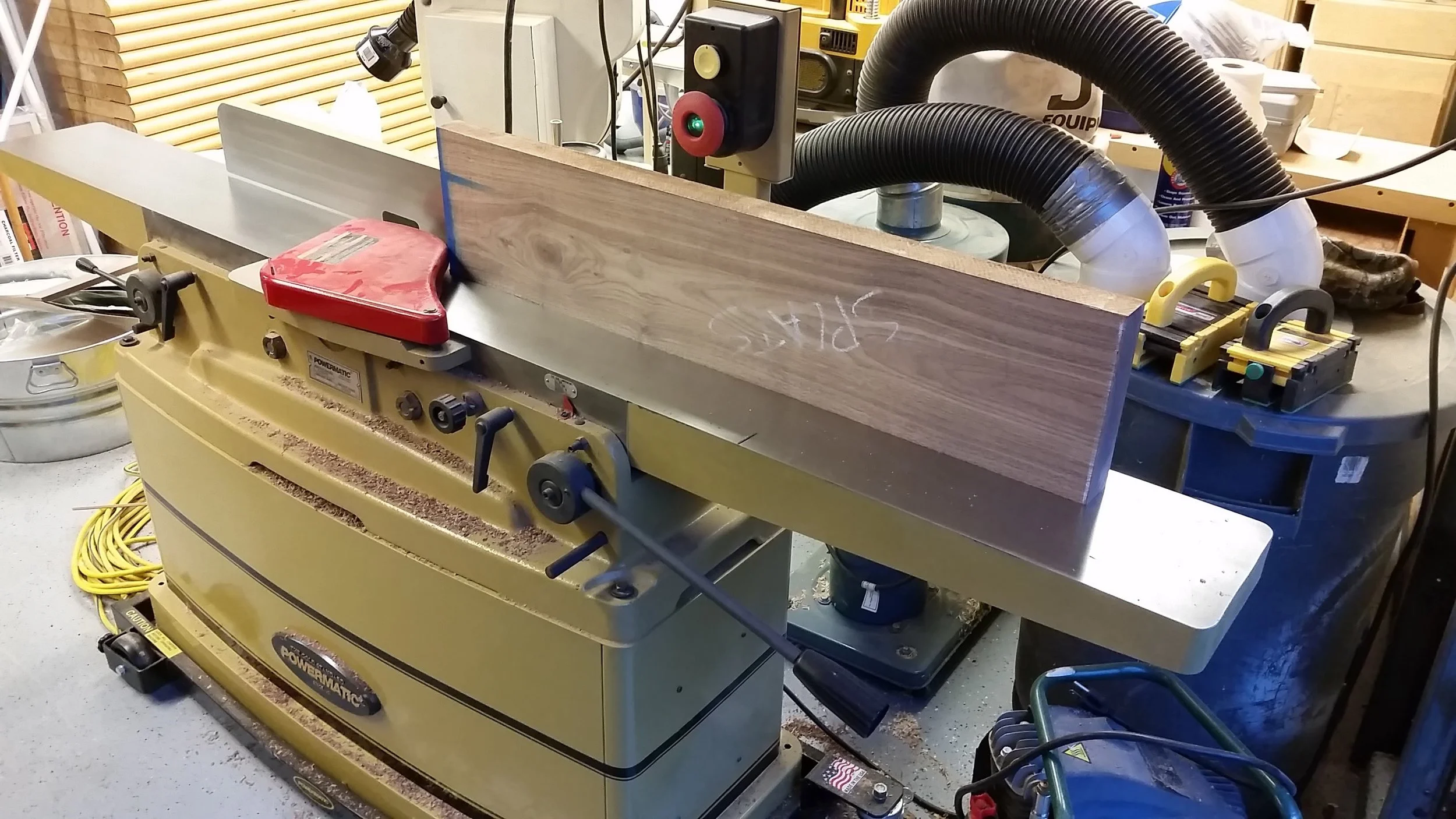 "Milling the board that will become the splats on Adam's jointer.