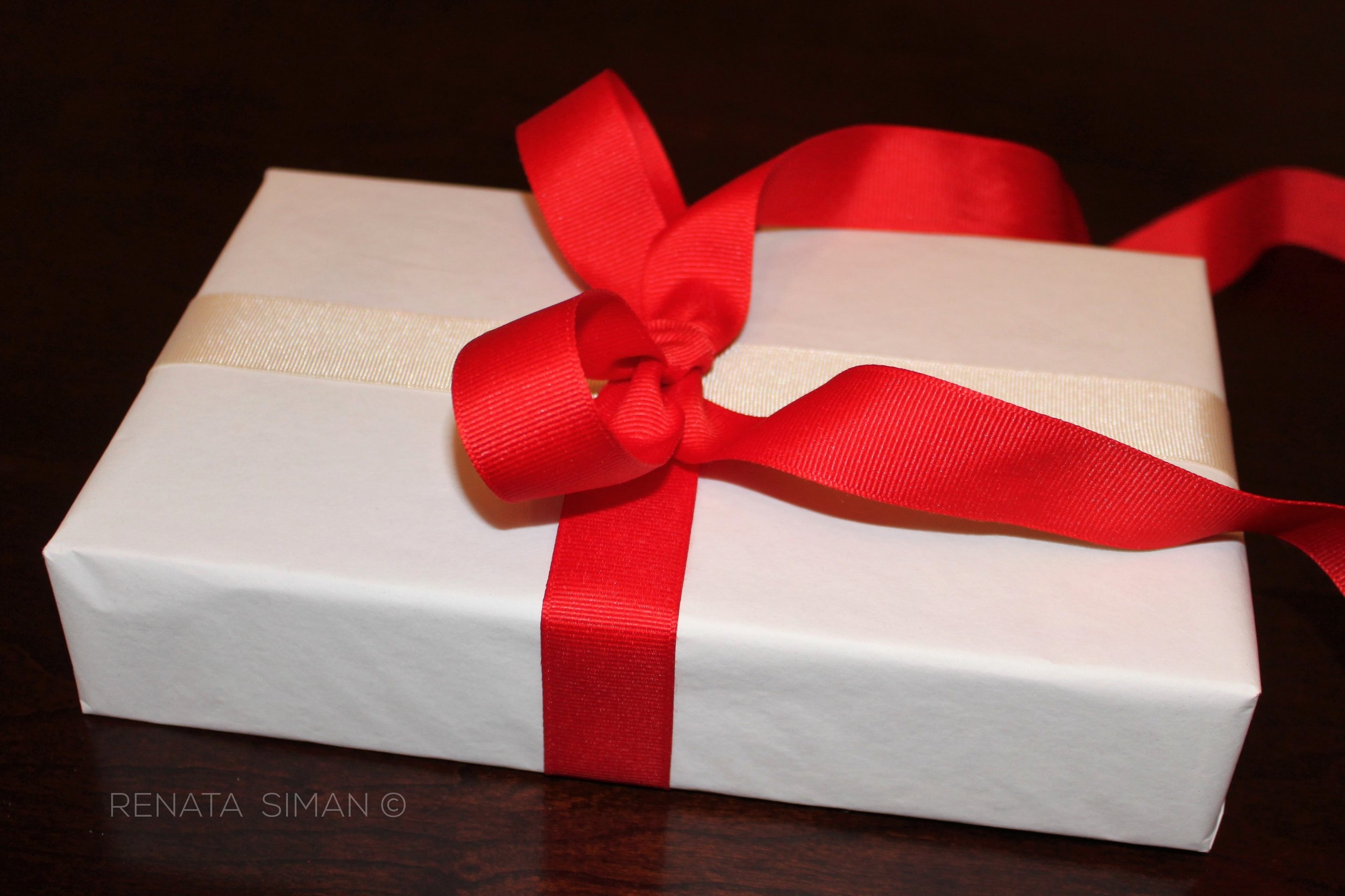 Preparing Holiday Gift Wrapping Red Beige Stock Photo 1247667349