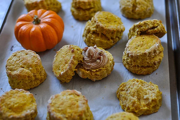 Pumpkin Spice Scones_piped butter on baking sheet.jpg