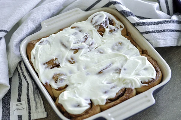 Peach Cobbler Cinnamon Rolls_square pan frosted.jpg
