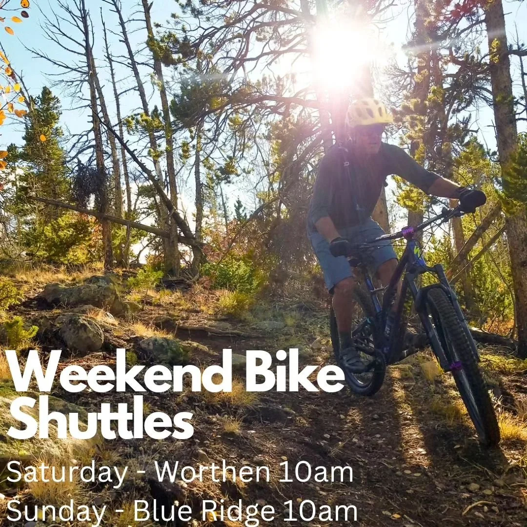 Grab some friends and come ride the bike shuttle!

For the next few weekends before the @jurassicclassicfest we'll be offering a Saturday morning Worthen 10am shuttle and a Sunday morning Blue Ridge 10am shuttle. 

$15 per person, meet at the Warming