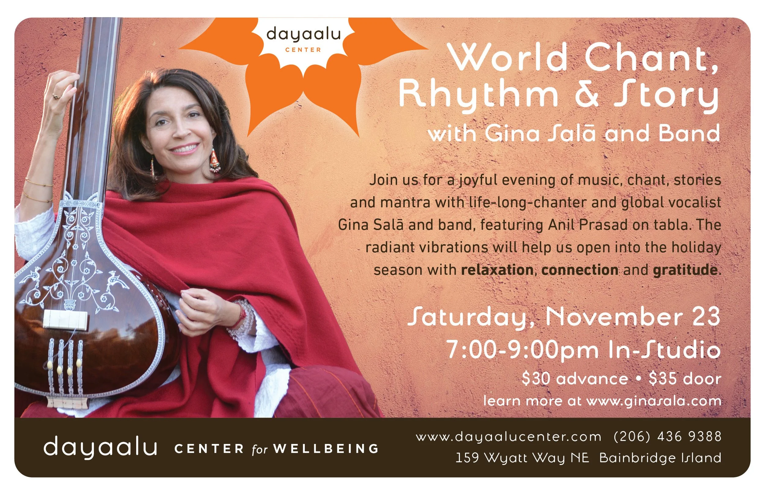 World Chant, Rhythm and Story with Gina Salā and Band