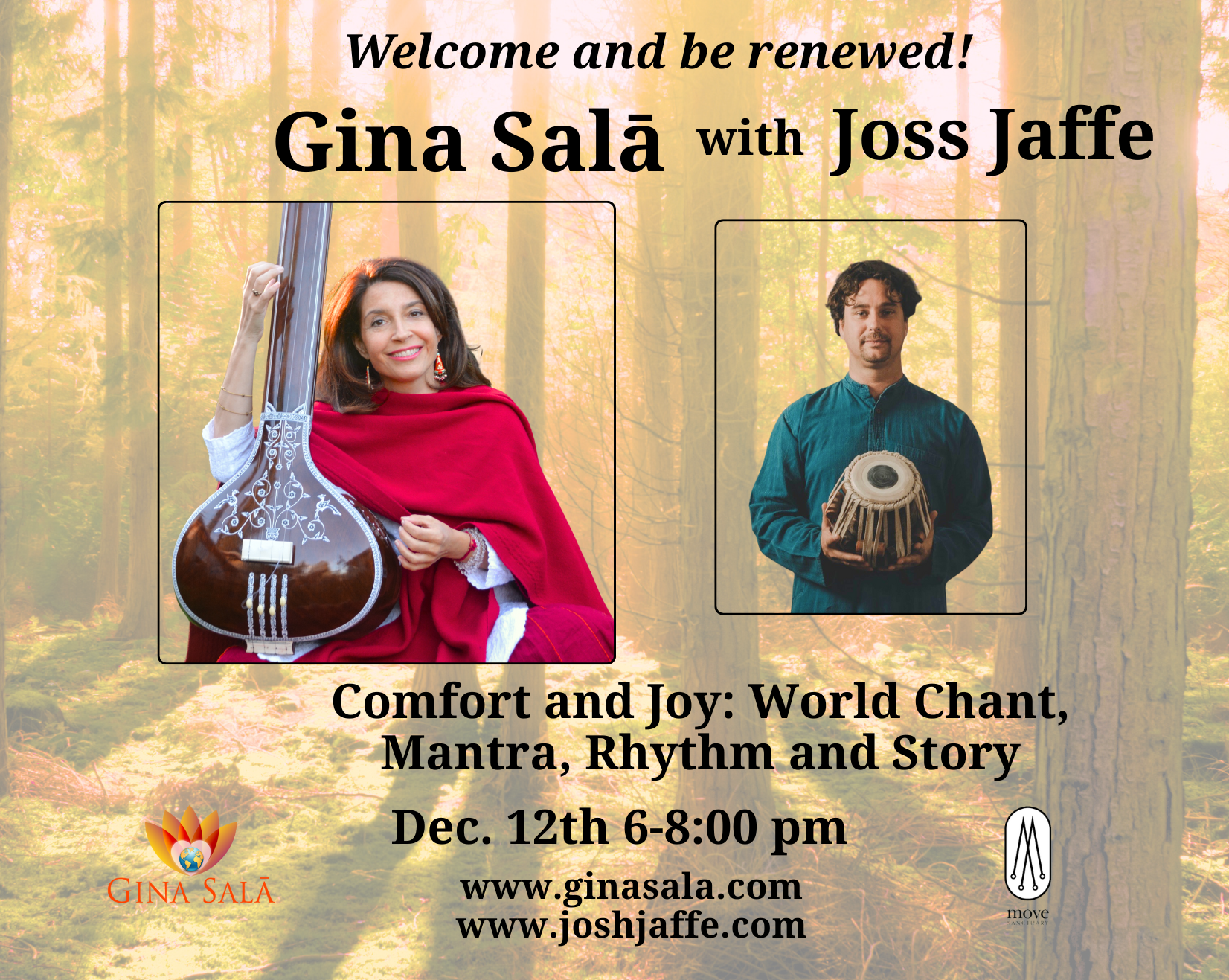 Ojai, California ~ Gina Salā Comfort and Joy: World Chant, Mantra, Rhythm &amp; Story  with and Joss Jaffe