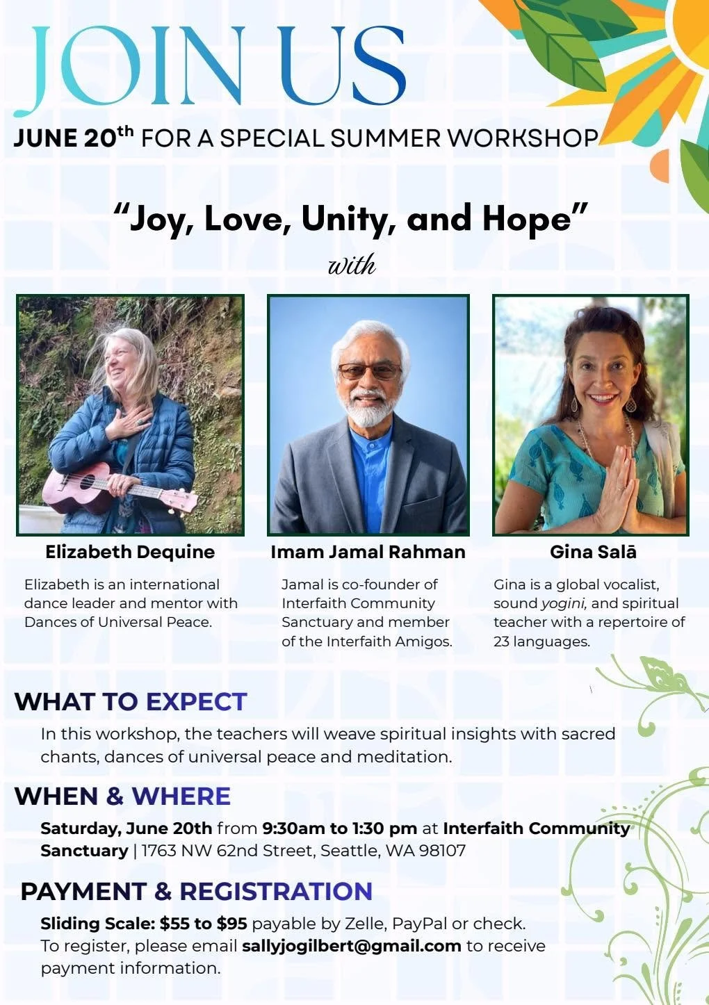Joy, Love, Unity and Hope Workshop 