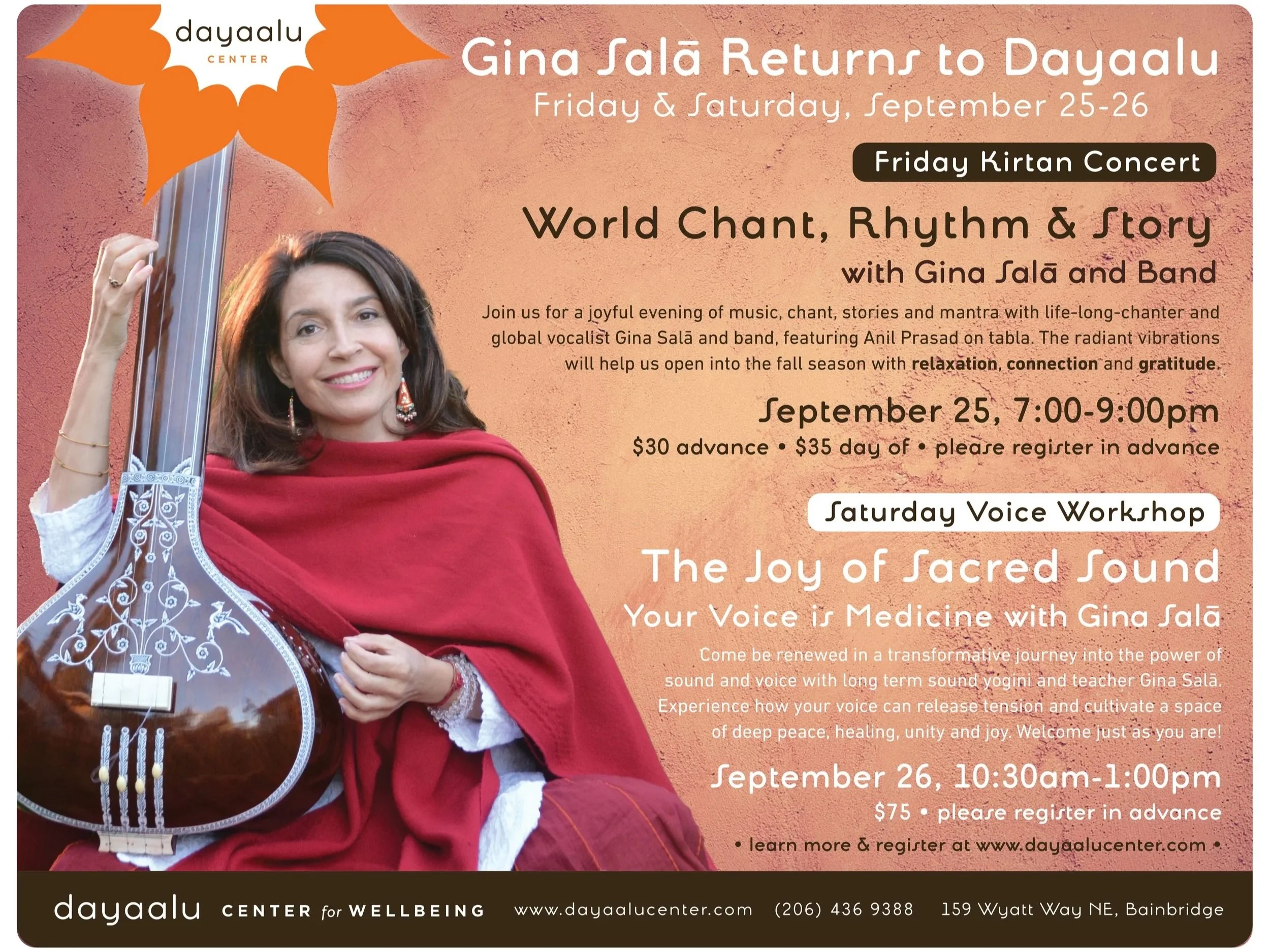 Dayaalu Center ~ Gina Salā  and Band  Kirtan Concert