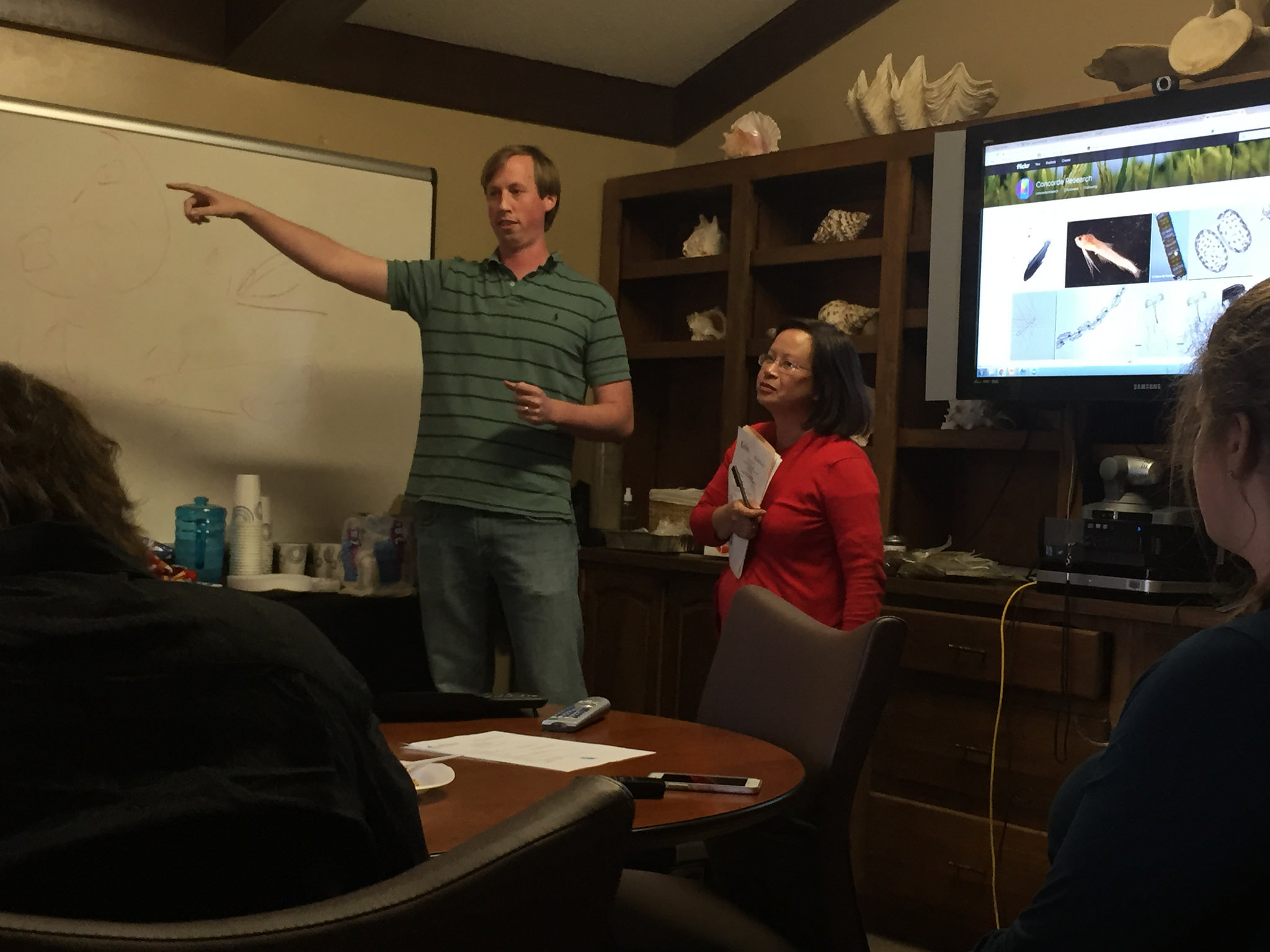 Talking about oceanographic research in the northern Gulf of Mexico to members of the fishing community.