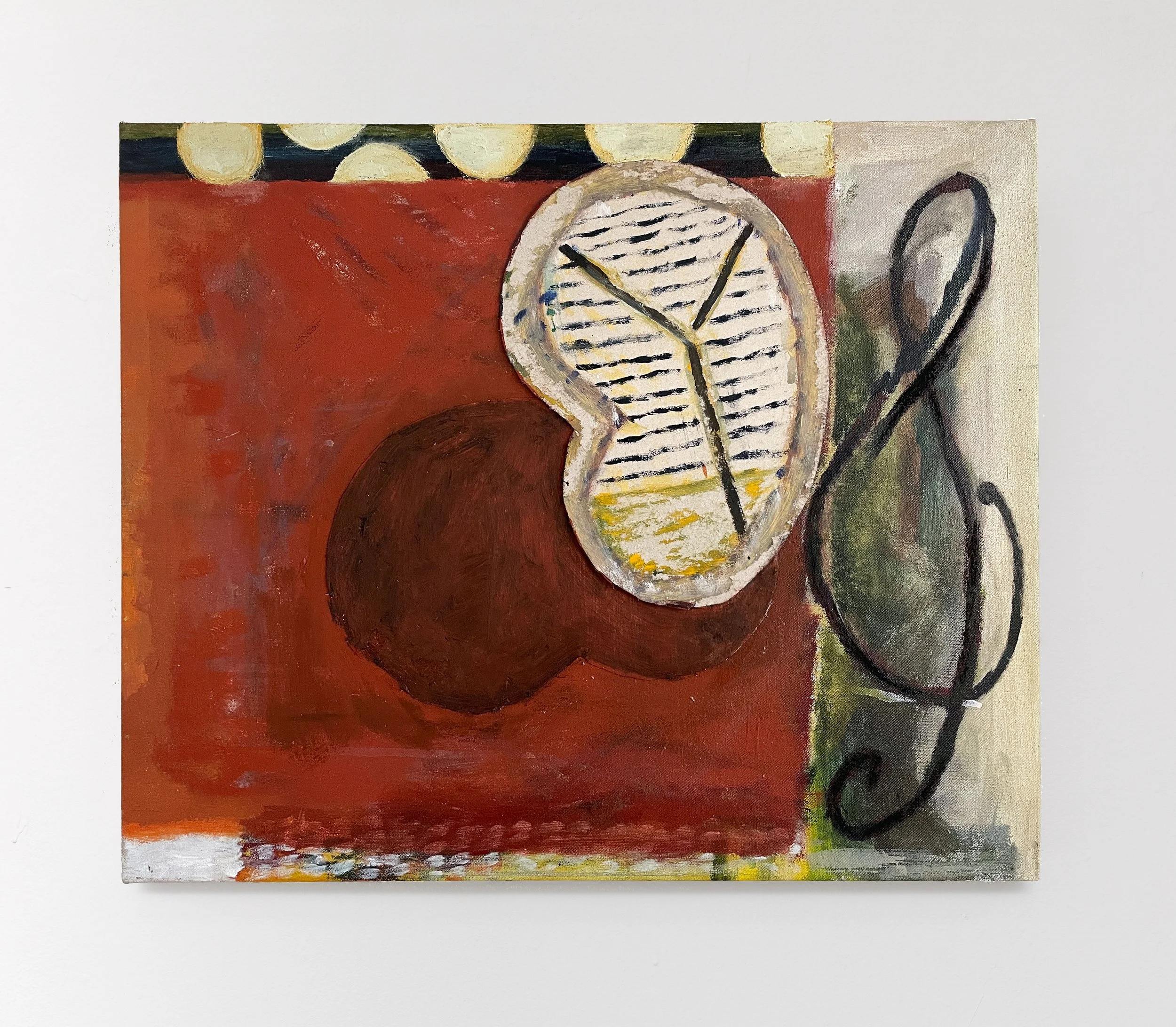  As it Were, So to Speak  2024-25
Acrylic, flashe, crayon and card on canvas.  40x50cm