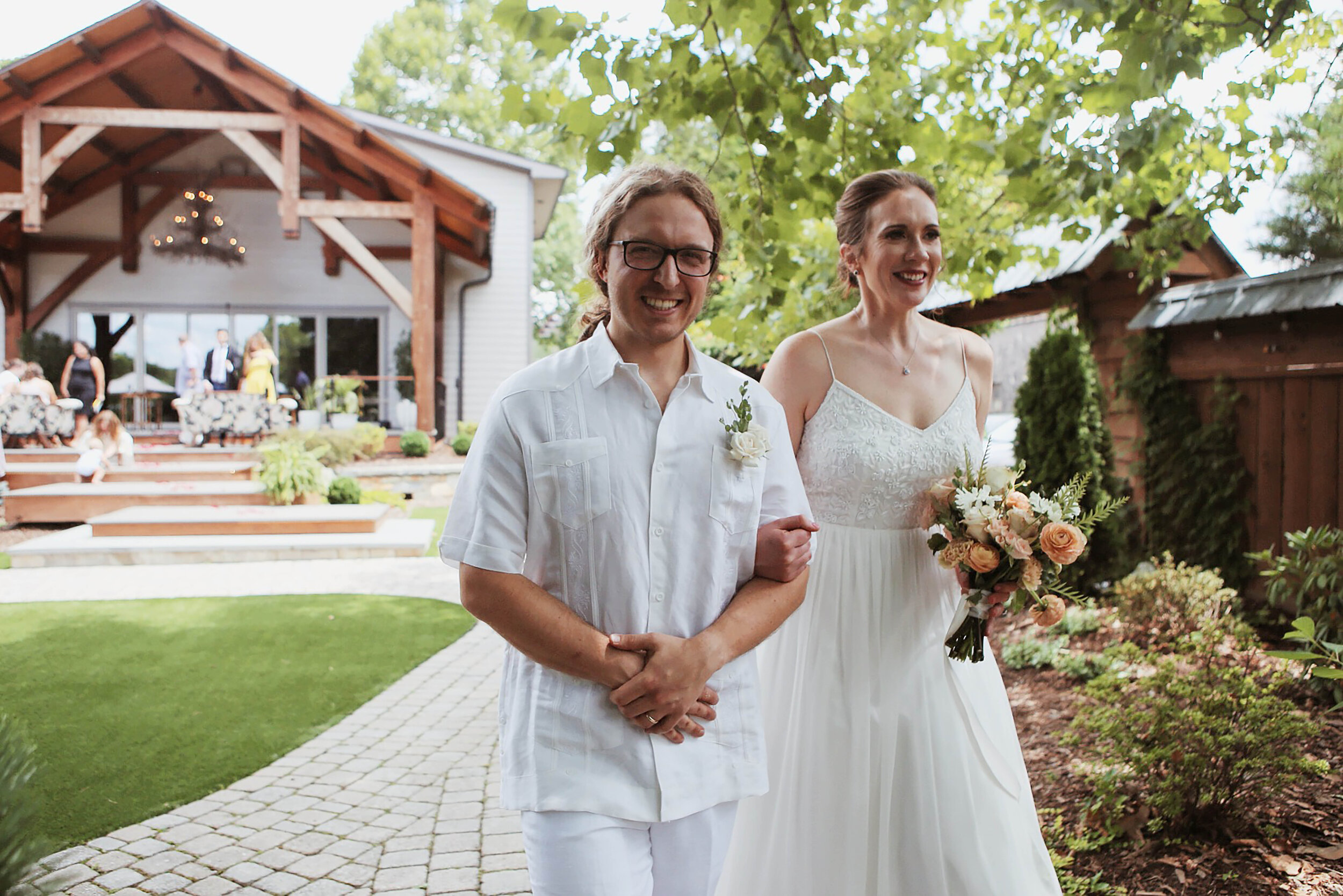 Walking Bride and Groom