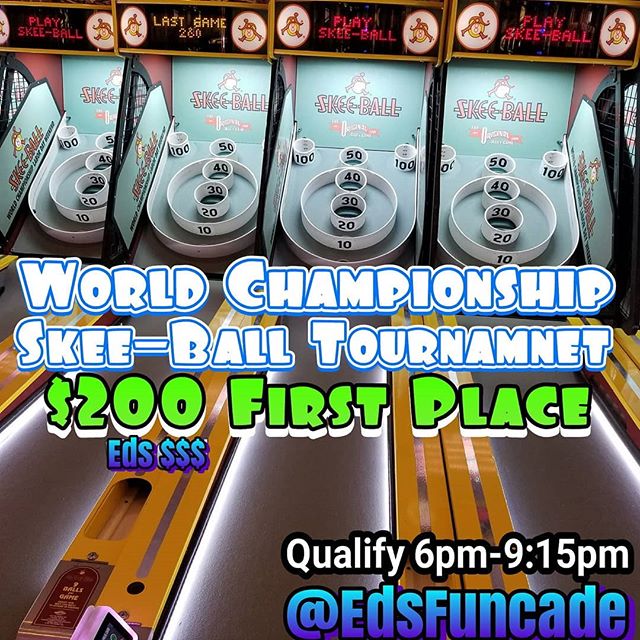 Hey Funcaders, it's Saturday in July which means World Championship Skeeball only @edsfuncade. See you tonight at the Lincoln Ave location between 6pm-9pm. Your top 5 games make your score #summer #wildwood #nj #jerseyshore #boardwalk #giveaway #draw