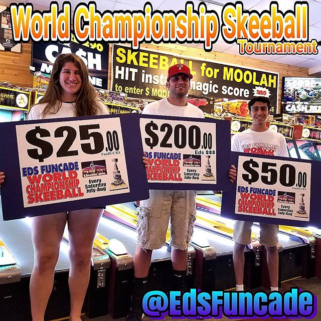 Thank you Funcaders for a great start to our 7th year hosting the World Championship Skeeball tournament @edsfuncade. This was week 1 of many so we hope to see you next Saturday night @6pm and you can win your piece of $Eds Money$ #summer #wildwood #