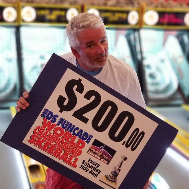 Congrats to Peter (Doug) on another win $200 of Ed's money just for playing Skeeball. Get your chance every Saturday Night in July &amp; August. 
Win $1000.00visa and Eds Boardwalk cup Saturday Night Labor Day Weekend. 
#summer #wildwood #nj #jerseys