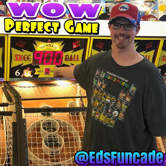 Go Michael! A perfect game on Skeeball 
9 Hundreds in a row @edsfuncade #perfectgame #highscore #summer #wildwood #nj #jerseyshore #boardwalk #giveaway #drawing #beach #skeeball #arcade #theshore #winner #eds #jackpot #wonka #willywonka